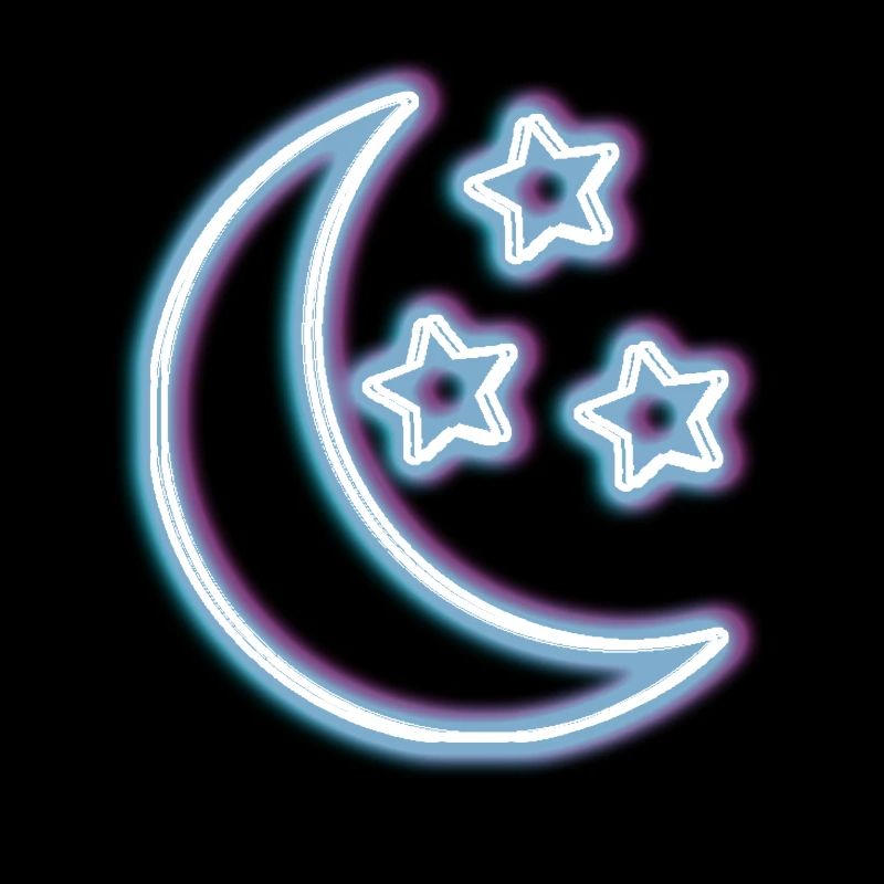 Neon Glow Moon T-Shirt Half Moon Glowing Effect