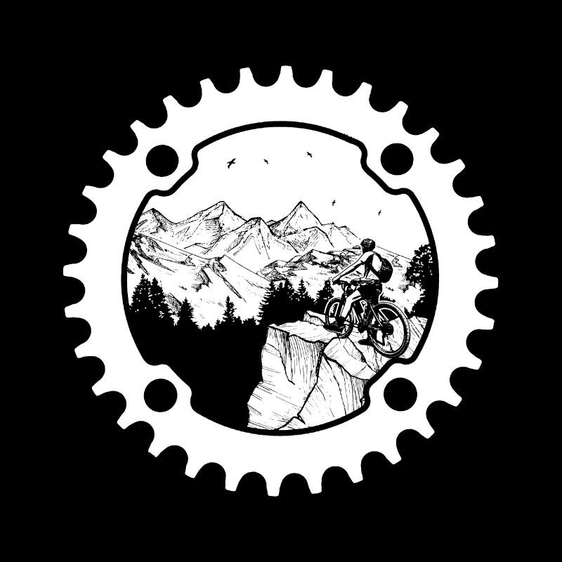 Biker in sprocket (dark background)