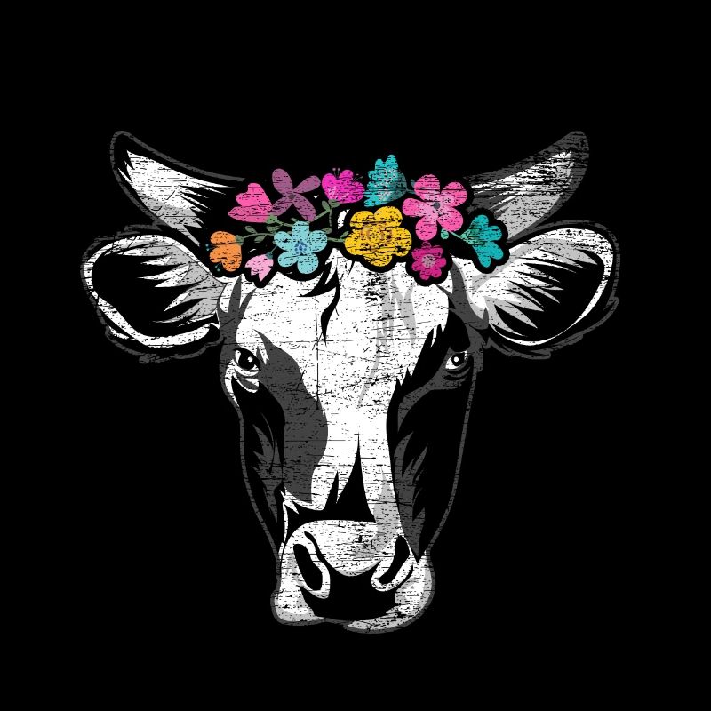 Vache pays fleurs