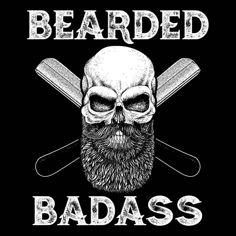 Bearded Badass Beard Skull Razor Barber