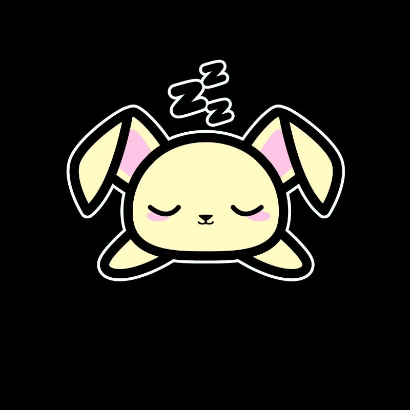 Cute Sleeping Bunny Design Kawaii Style Drawing