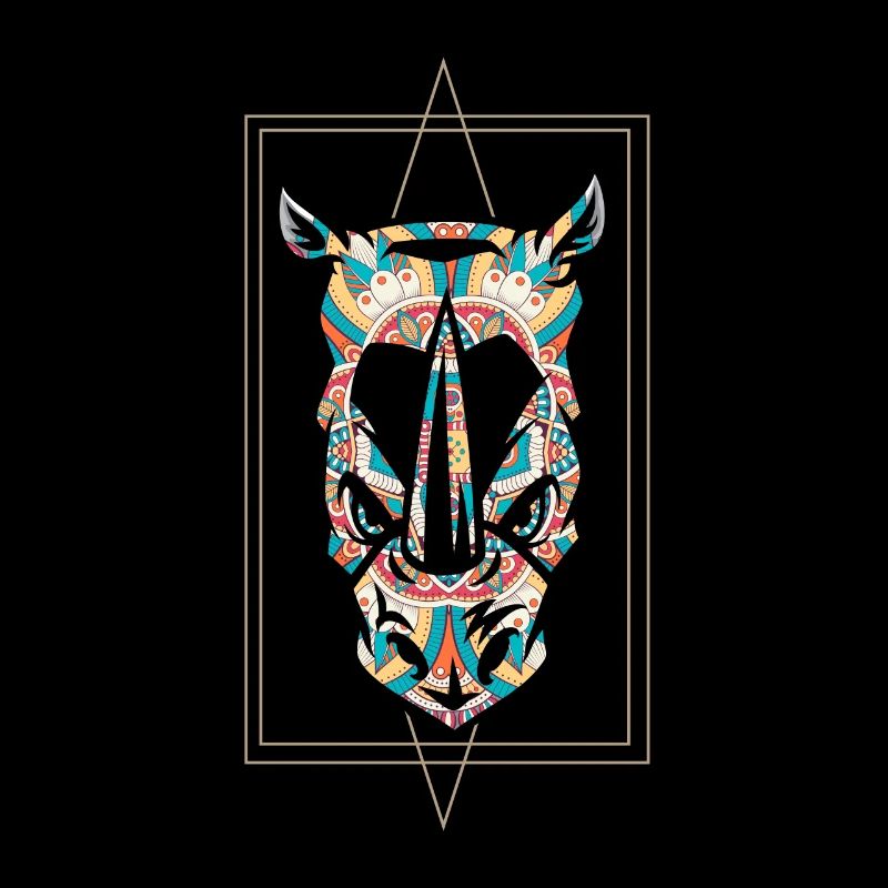 Mandala leaf face rhinoceros gift