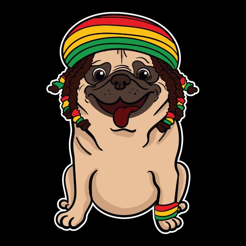 Reggae Rasta Rastafarian Jamaica Pug Dog Gift