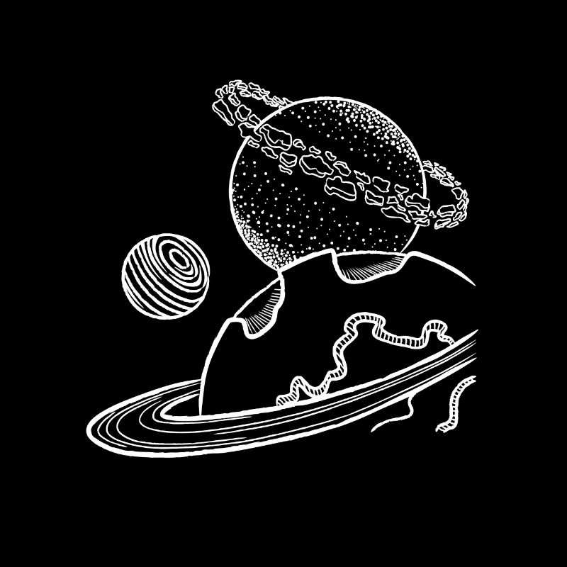 Planets ring planets drawing space sci fi