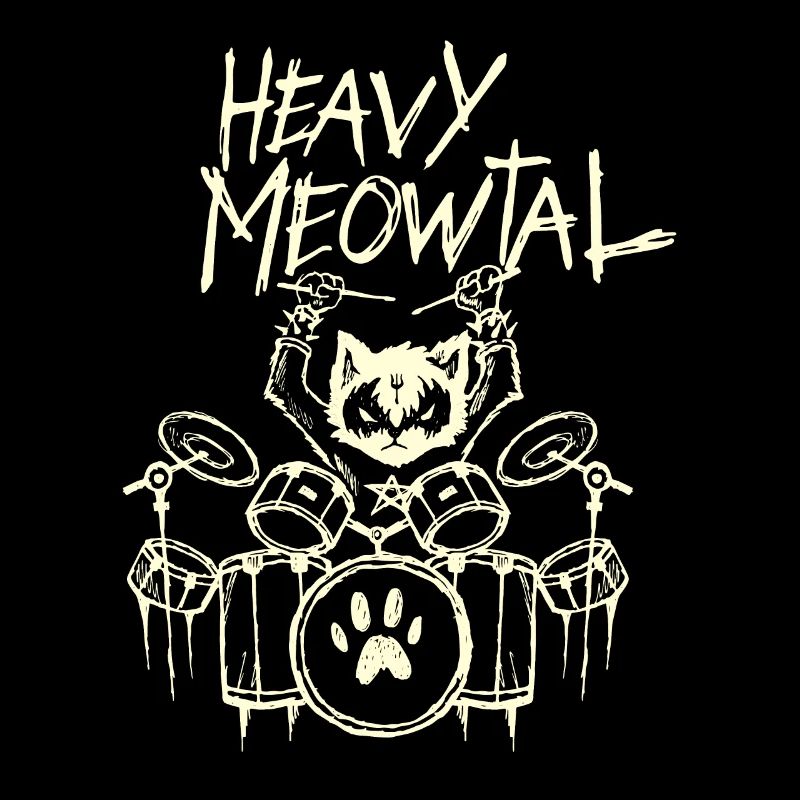 Heavy Metal Katze Schlagzeug Drummer Gothic Goth