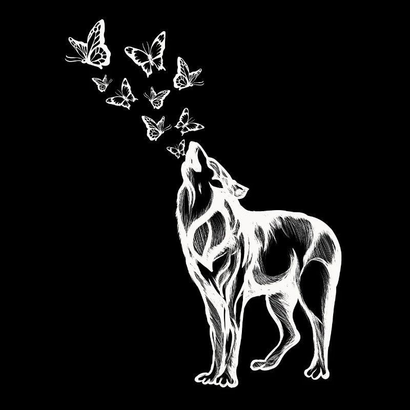 Loup et papillons