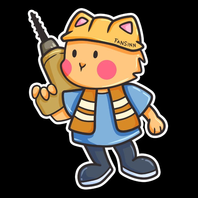 Cat drill construction site helmet kids gift