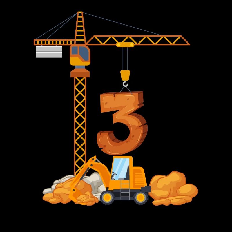 Bagger Geburtstagsgeschenk 3 Jahre Baustelle