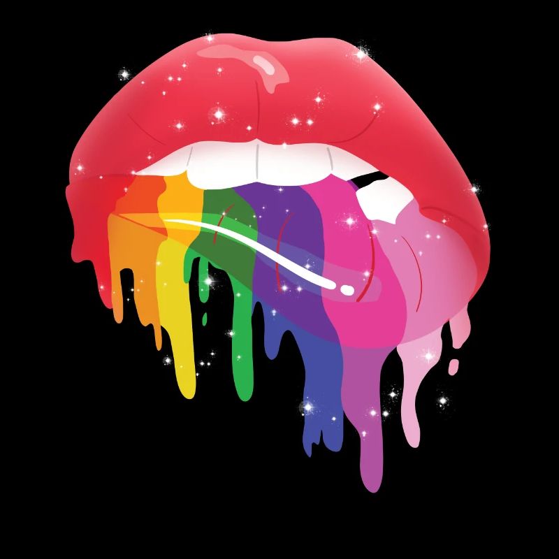 LGBT Glossy Rainbow Gay Pride Dripping Lips