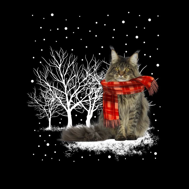 Snow cat Maine Coon im Winter
