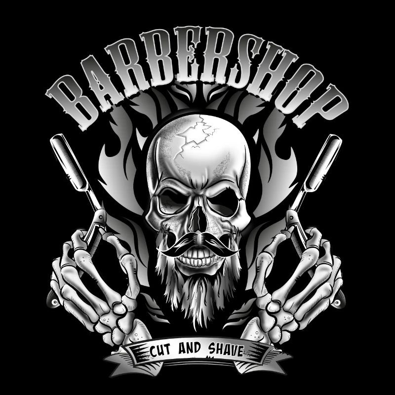 Barbershop Totenkopf oder Schädel mit Glatze