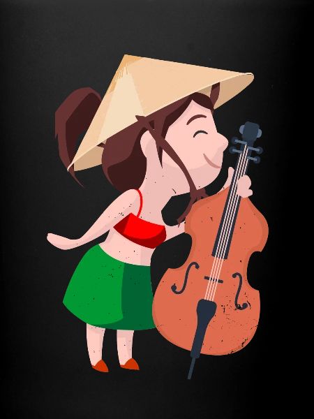 Une fille avec contrebasse