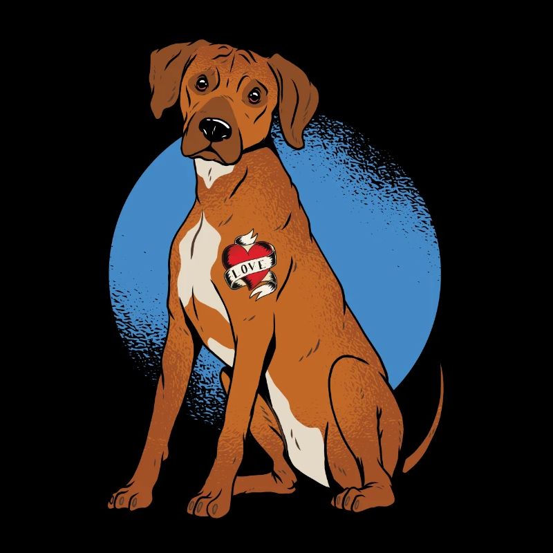 Rhodesian Ridgeback Hund taetowiert mit Herz