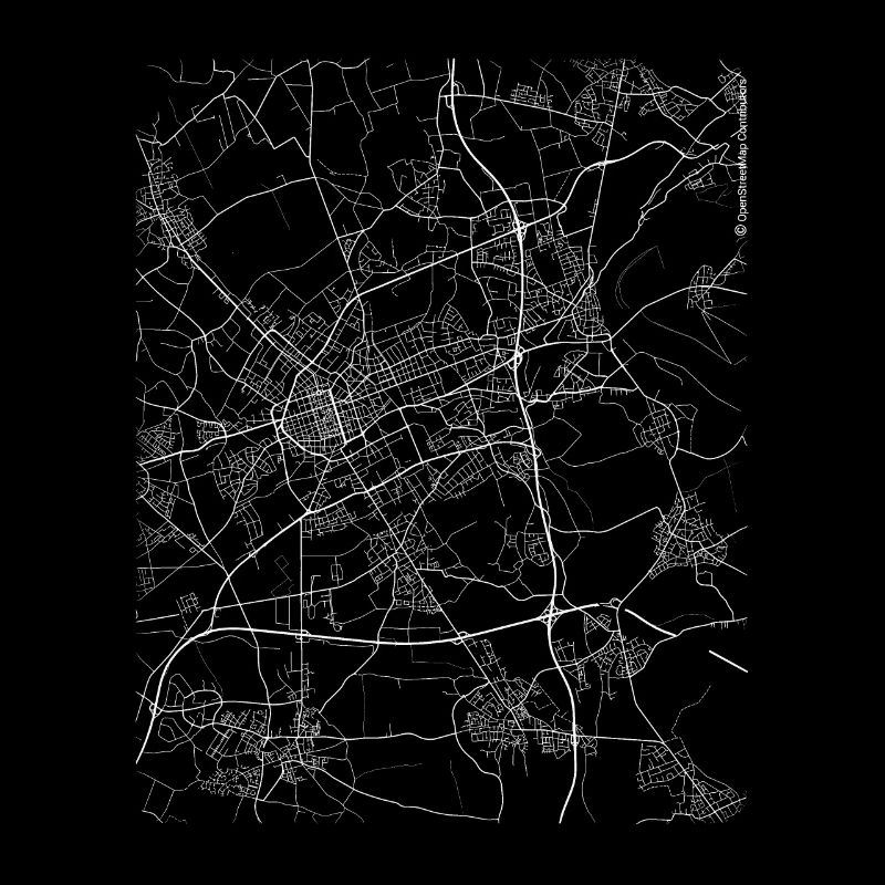 Minimaler Krefelder Stadtplan und Straßen