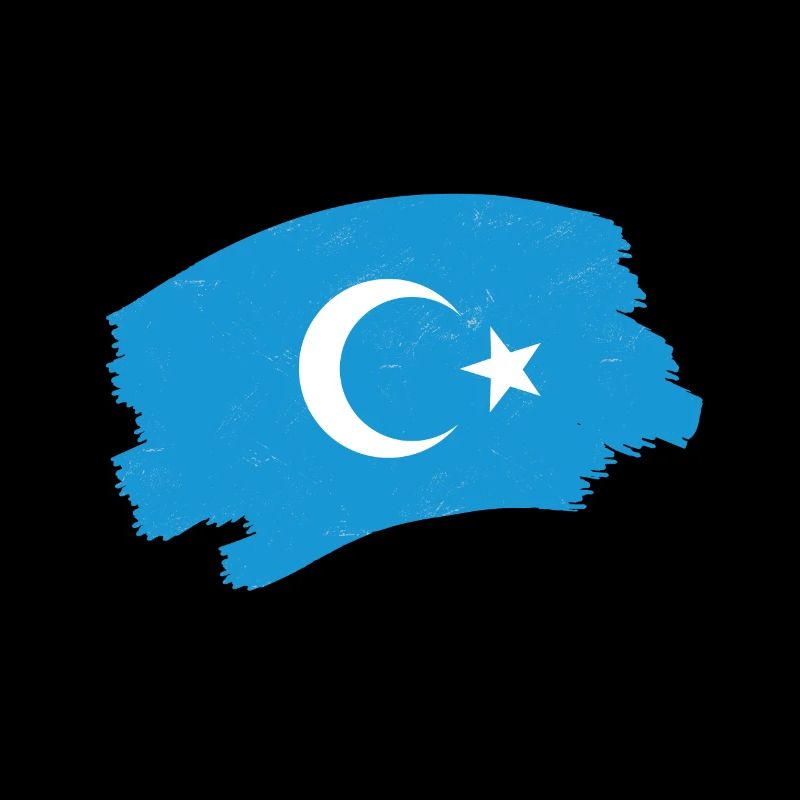 Uyghur flag white crescent blue background