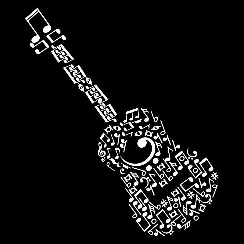Clavecin guitare composé d'un cadeau de notes de musique