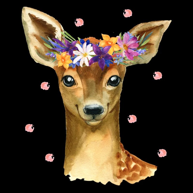 Mignon bébé cerf faon cerf avec fleurs et confettis