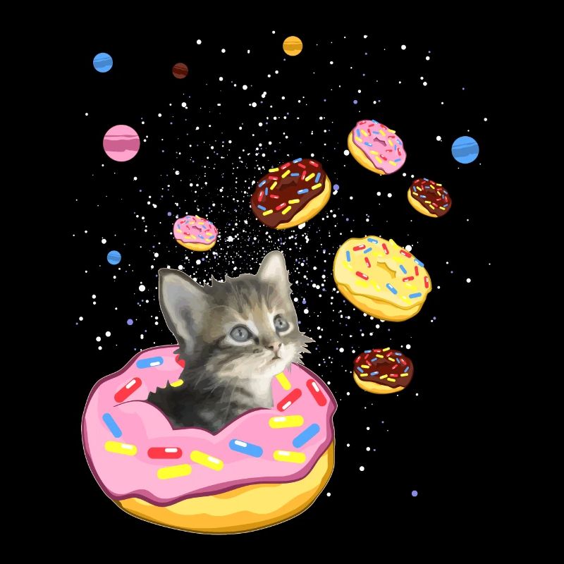 Cute Cat inside Donut in Space