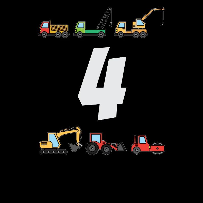 Geburtstag 4. Junge Baustelle Bagger LKW Geschenk