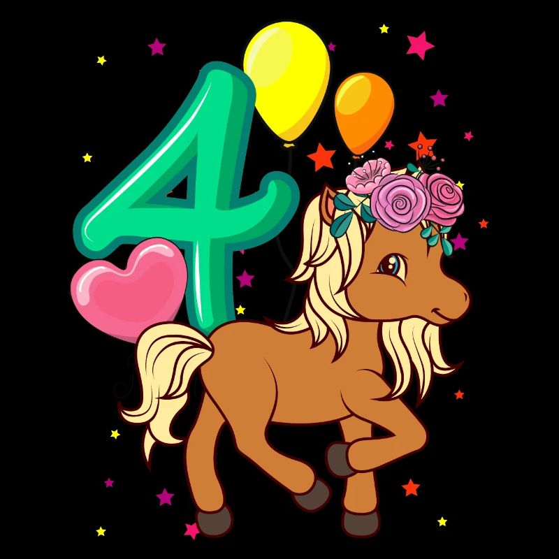 Kinder Geburtstagsshirt Pferd 4 Geburtstag Mädchen