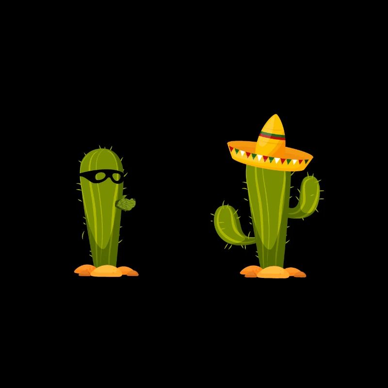 Funny motifs cactus raid Mexico sombrero