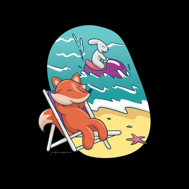 Fox et bunny beach vacances amis amitié