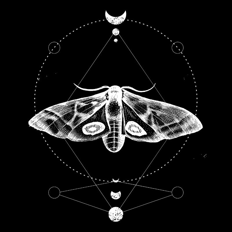 Phases de lune occultes Gohtic Wicca avec papillon
