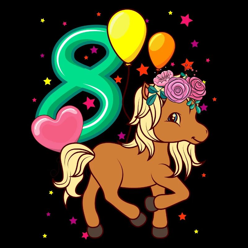 Kinder Geburtstagsshirt Pferd 8 Geburtstag Mädchen