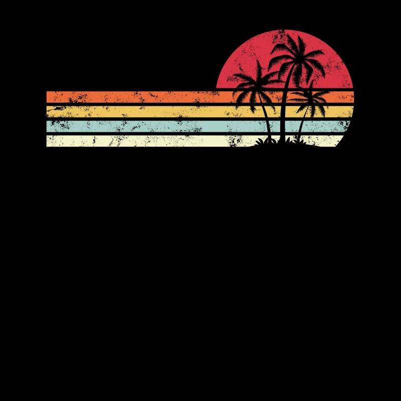 Palm Tree Retro Style Tropical Beach Pacific Ocean