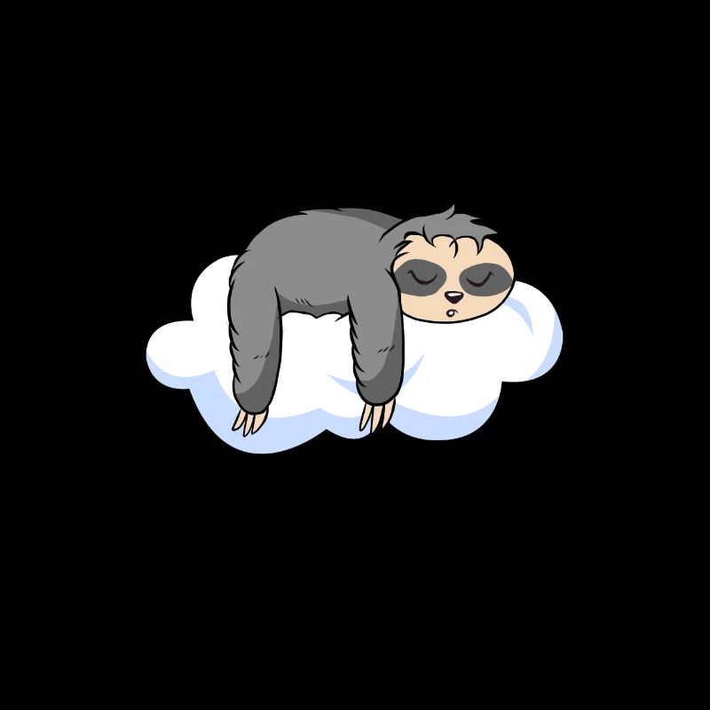 Funny sloth motif on cloud