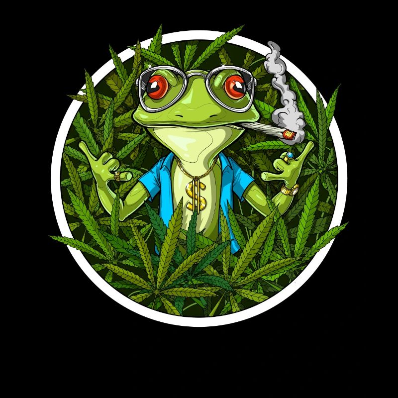 Frosch, der Unkraut raucht