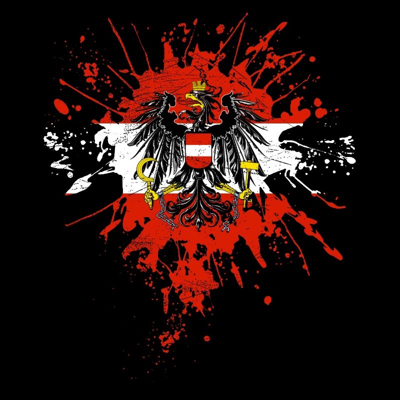 Austria flag with eagle