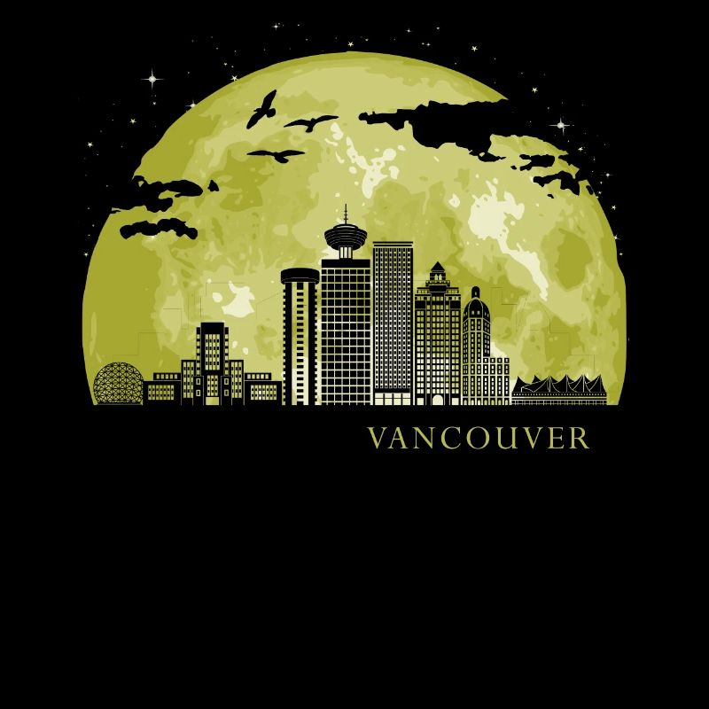 VANCOUVER Moon Light Nuit Etoiles Skyline