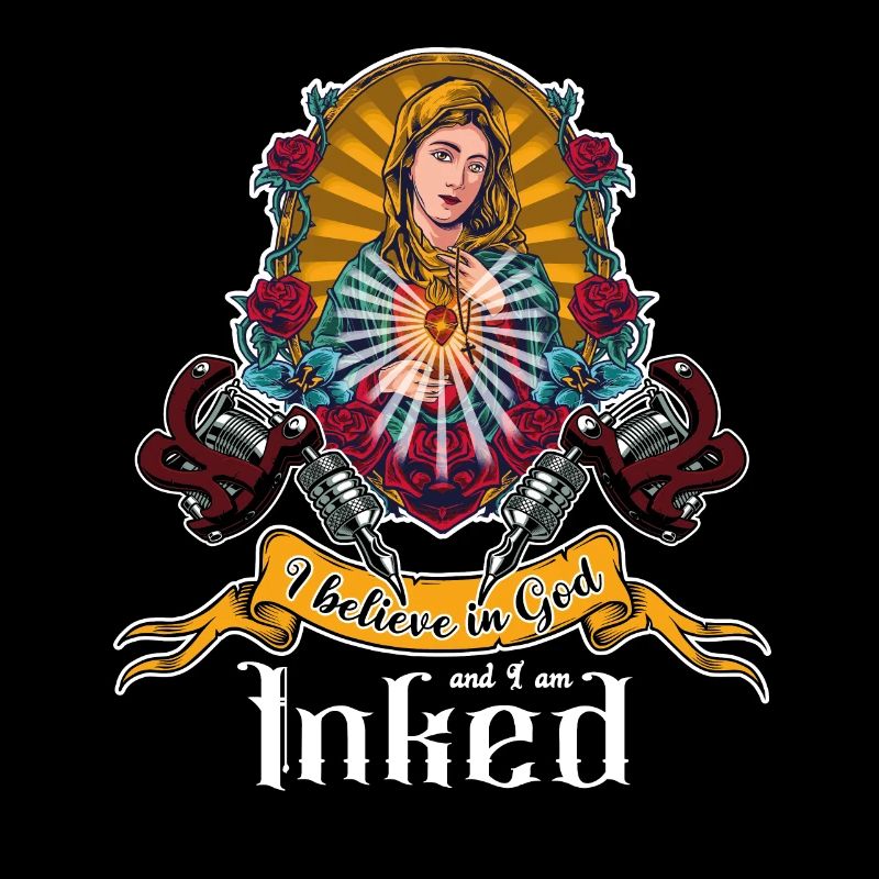 Christ tattooed virgin mary burning heart