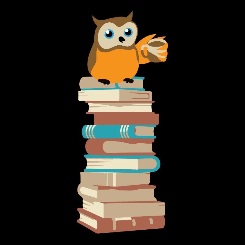 Chouette avec café sur les livres