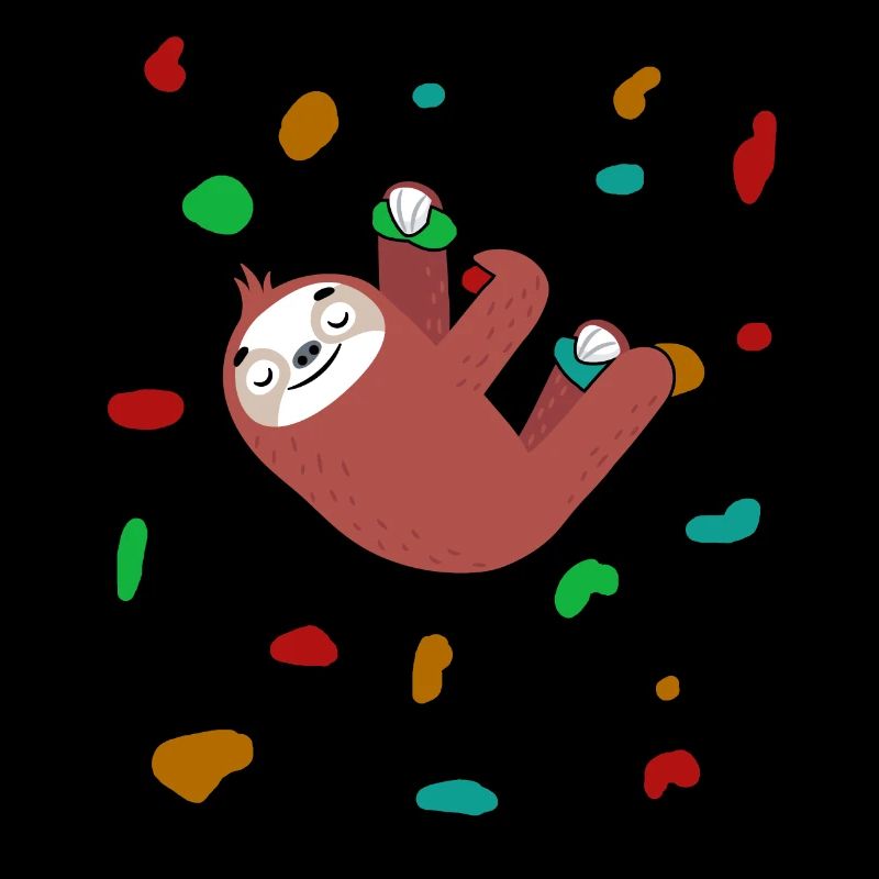 Colorful Sloth Climber Climbing Boulder Wall