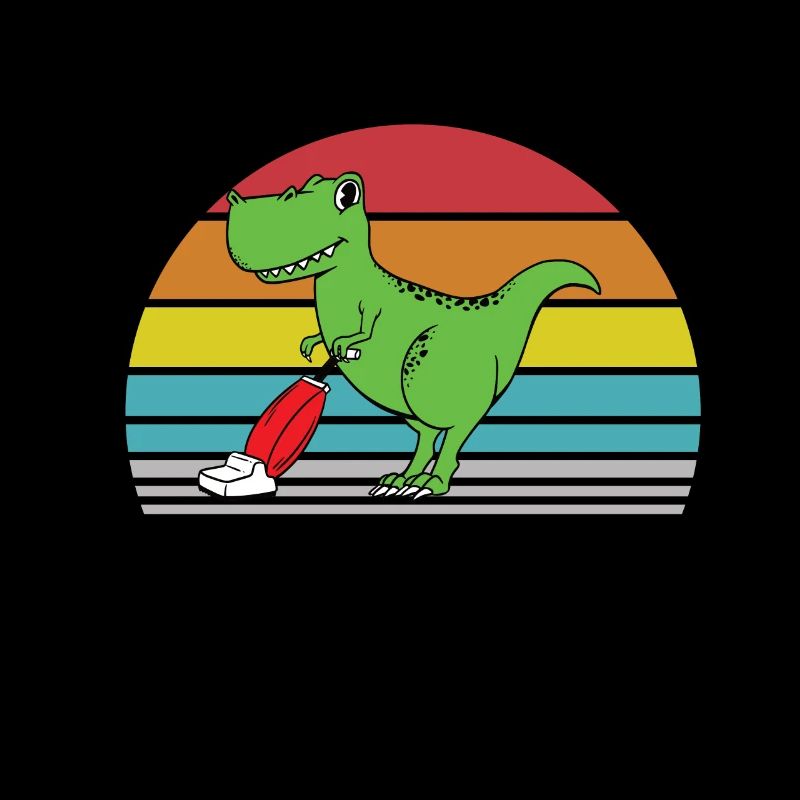 Lustiger T-rex mit Staubsauger