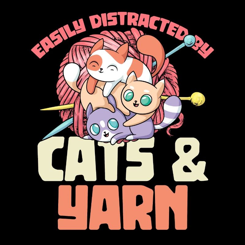 Easily Distracted By Cats & Yarn Häkeln