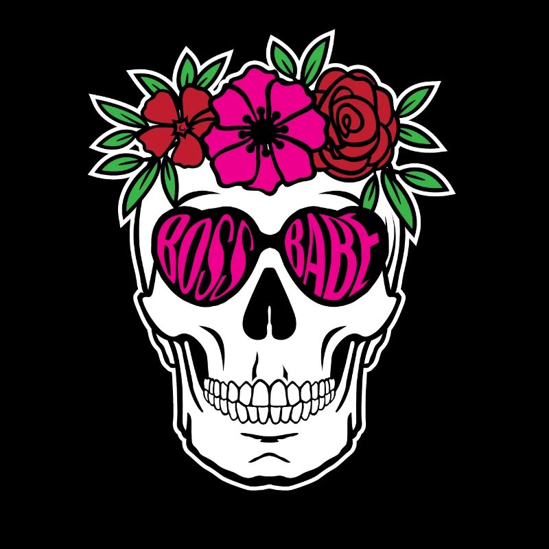 Boss Babe Cool Lady Skull fleurs de crâne