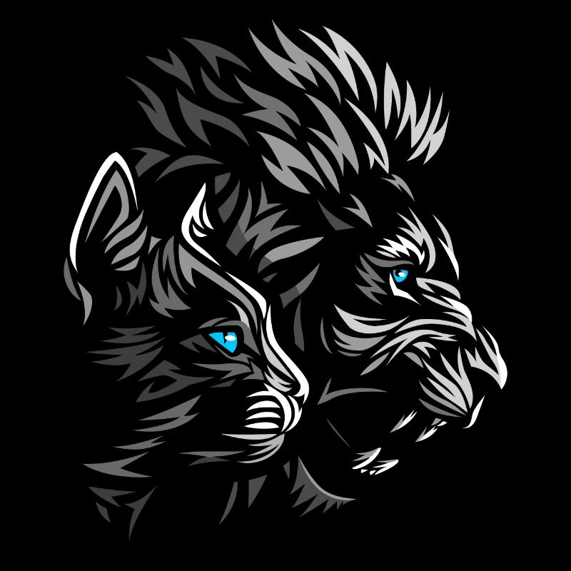 Chat et Lion Tribal