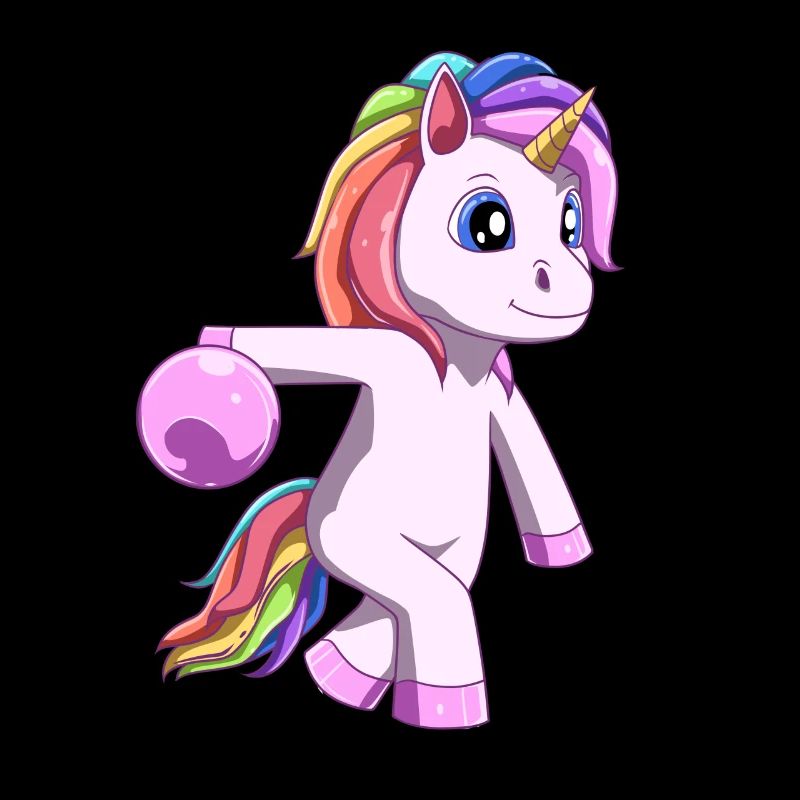 Licorne mignonne avec boule de bowling