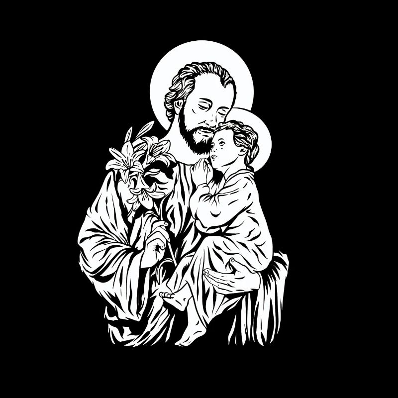 Saint Joseph tient Jésus dans ses bras