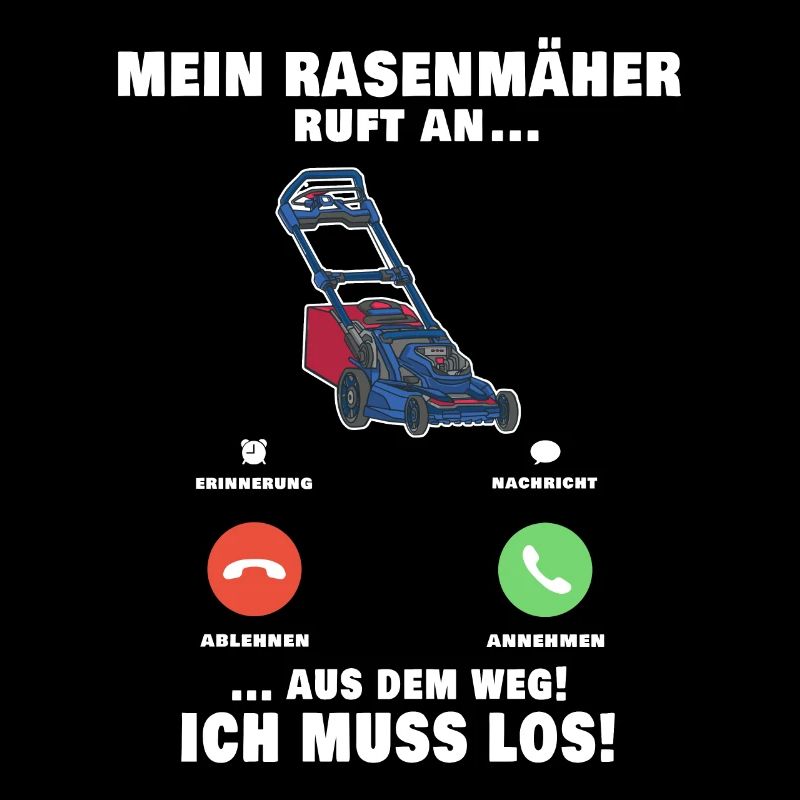 Rasenmäher Telefonanruf Gärtner Gartenarbeit