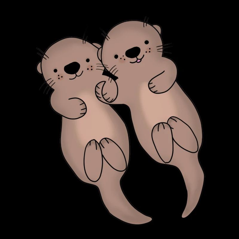 Otters hold hands