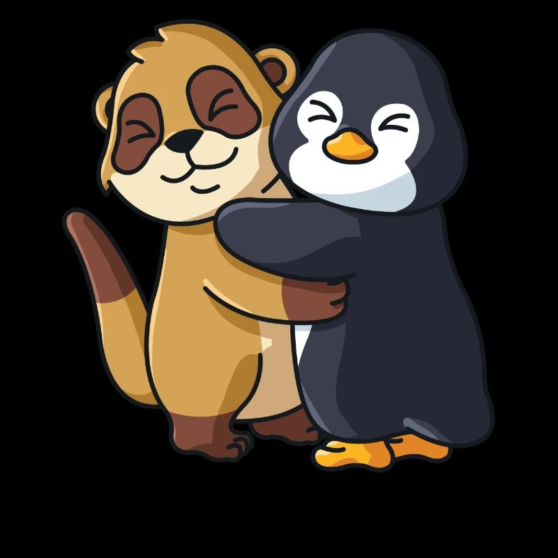 Erdmännchen mit Pinguin Liebe süßes niedliche