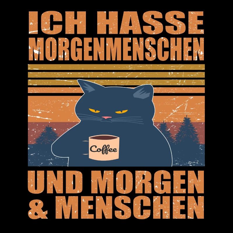 Ich hasse Morgenmenschen Katze Retro Vintage