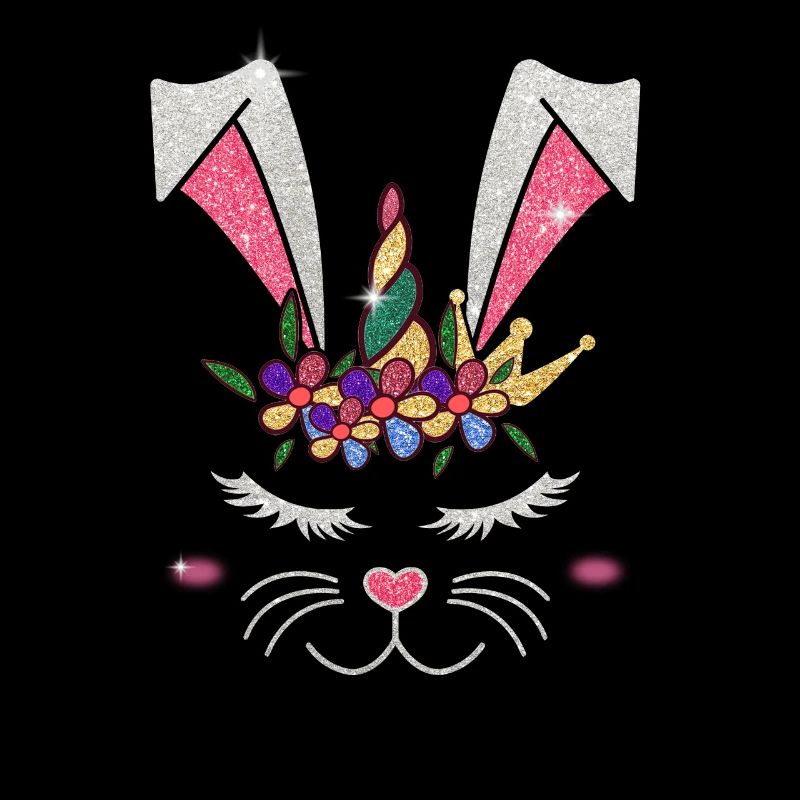 Easter Unicorn Face with Rainbow Horn Oste