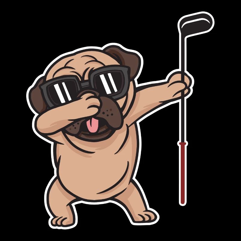 Dabbing Golf Mops Spieler Golfer Golfschläger