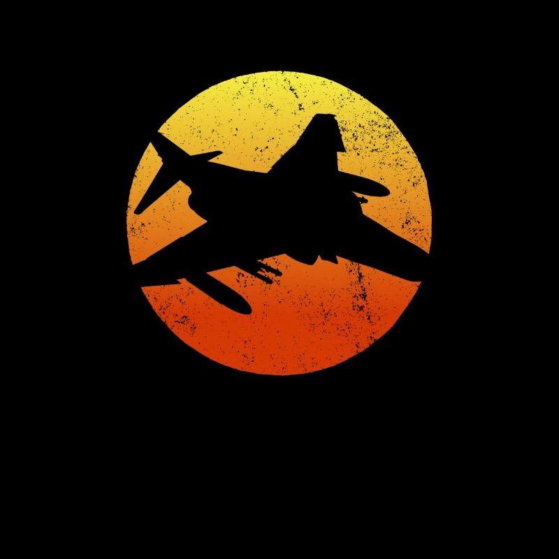F-4 Phantom Silhouette Retro Sunset Milit