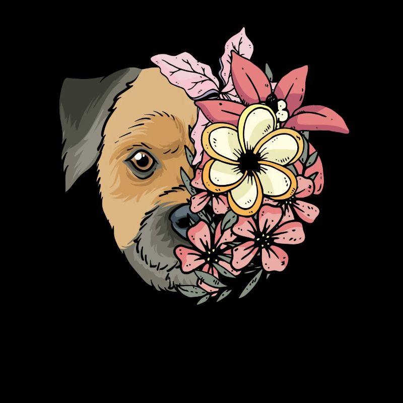 Border Terrier with flowers